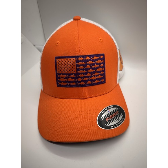 Men's Columbia Orange Clemson Tigers PFG Tonal Fish Flag Flex Hat NWT! - Picture 1 of 8